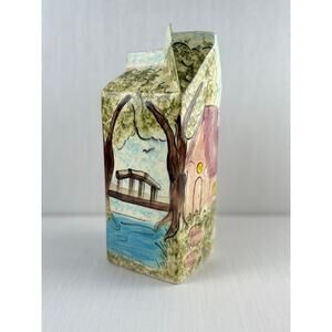 Vintage ceramic milk carton Expensive Pieces, Inc 1980 9.5"